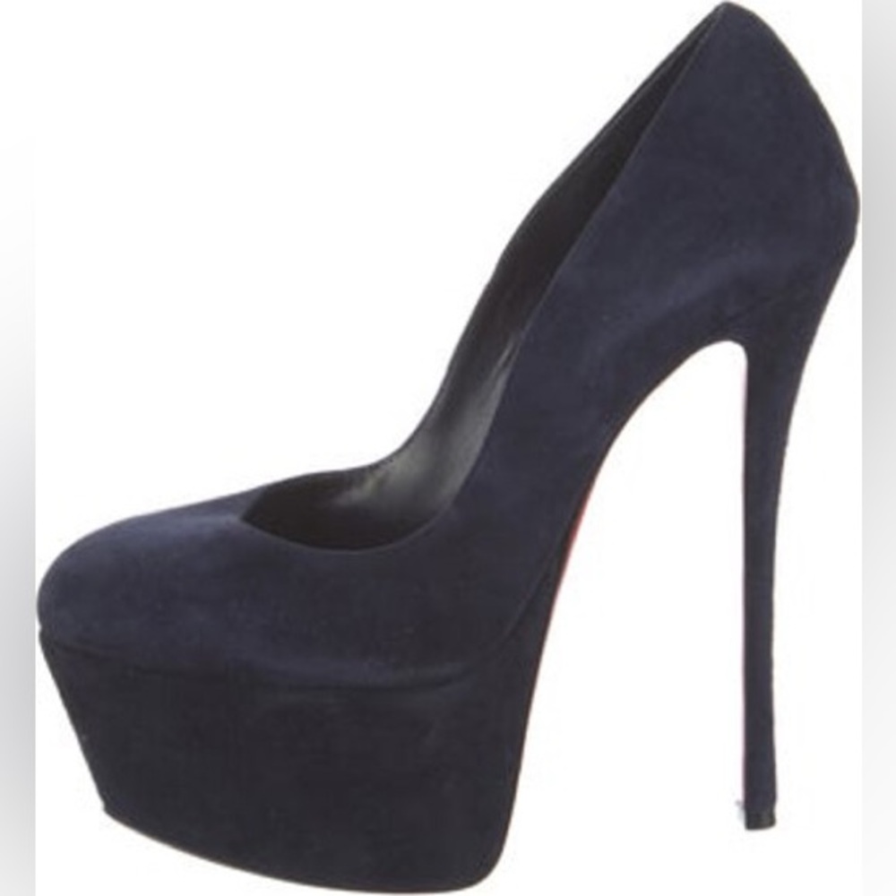 Christian Louboutin Dolly Alta 160 Platform 36.5 Navy Suede